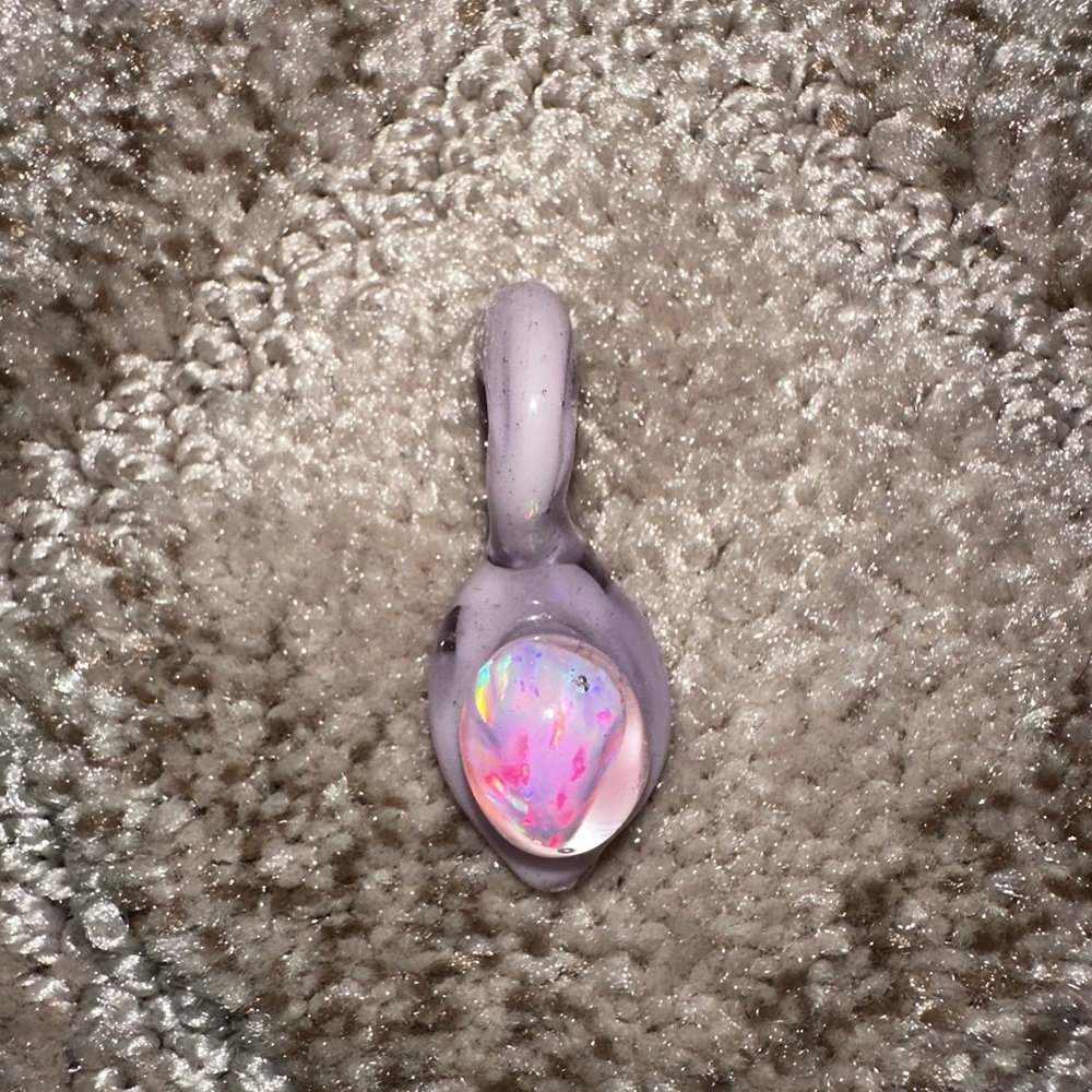 Blown glass with fire opal necklace